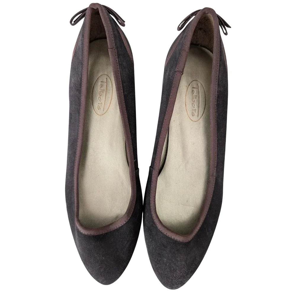 Talbots‎ Purple Suede Ballet Flat 7B Bow Preppy Classic Minimalist Parisian Chic
